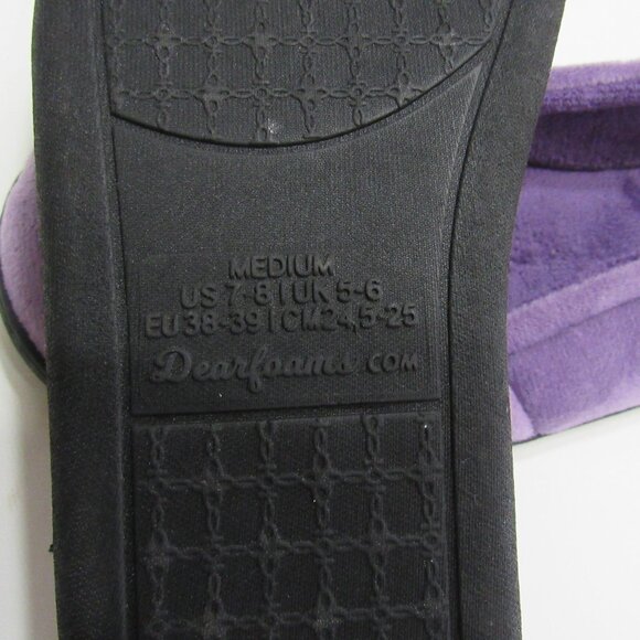 Dearfoams Women's Cozy Purple Velour Embroidered Ballet Slippers Size M (7-8) - Picture 7 of 10